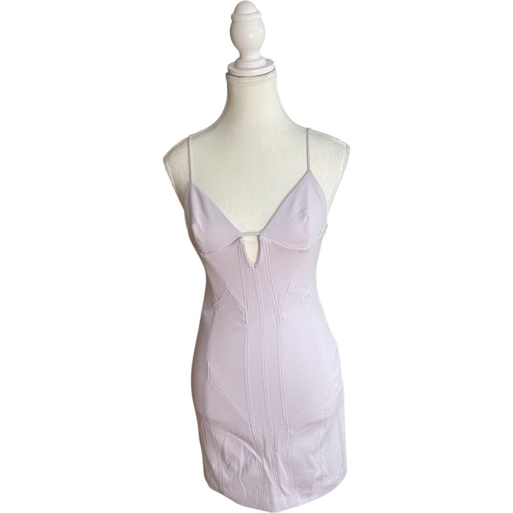 Zara Fitted Paneled V-Neck Mini Dress Purple
